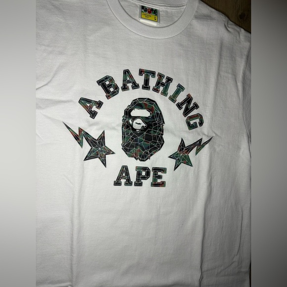Bape Thermography Polygon ‘White’ College T-Shirt - Picture 2 of 7